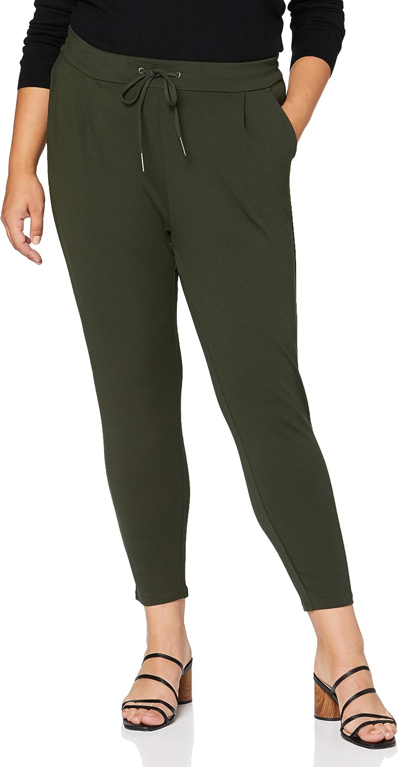 VERO MODA Fabric Trousers Elegant Stretchy Business Pants Relaxed Trousers with Drawstring VMEVA, Colours:Grey, Size:L / 30L