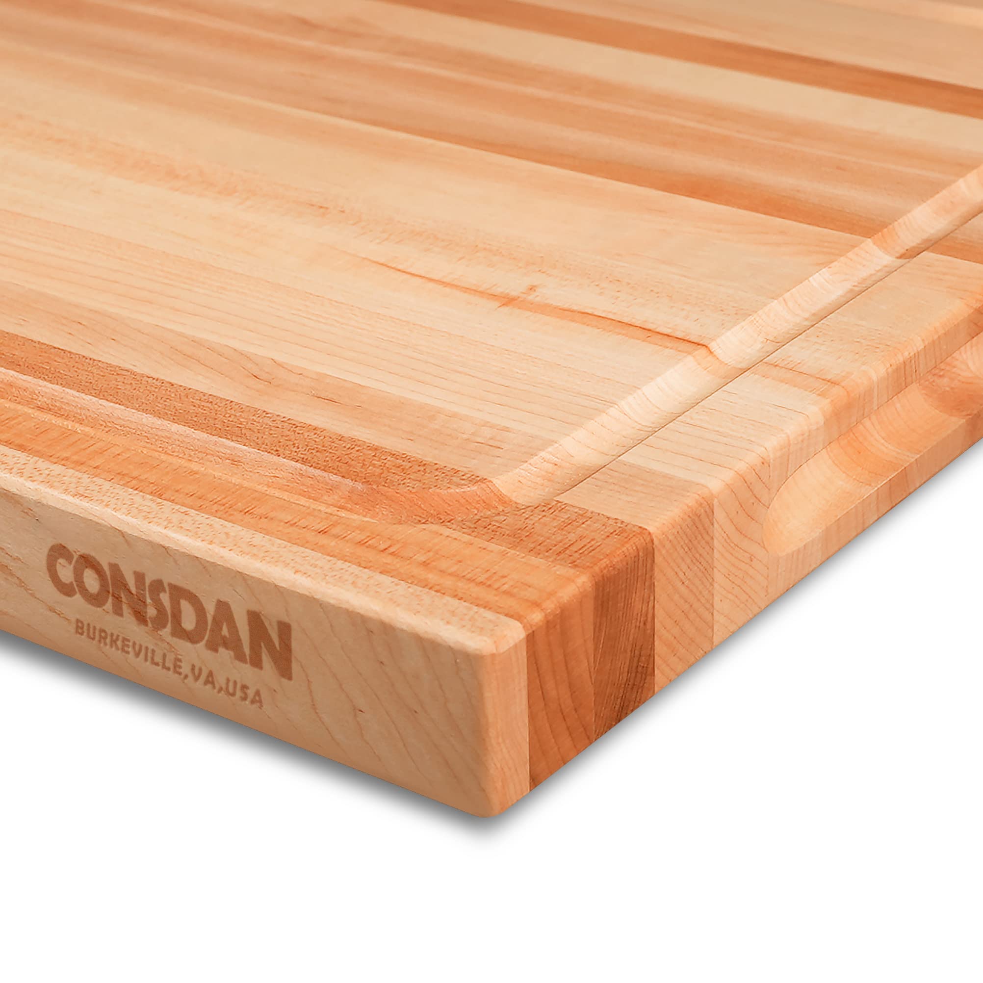 CONSDAN Hard Maple Wood Cutting Board for Kitchen, USA Grown Hardwood, 16 x 12, with Invisible Inner Handle, Prefinished with Food-Grade Oil, Suitable for Kitchen Edge Grain, 1-1/2