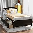 Harper & Bright Designs Twin Bed with Drawers,Wood Bed Frame with Headboard and Footboard Wood Platform Captain Bed for Boys, Girls, Kids, Teens and Adults, Espresso