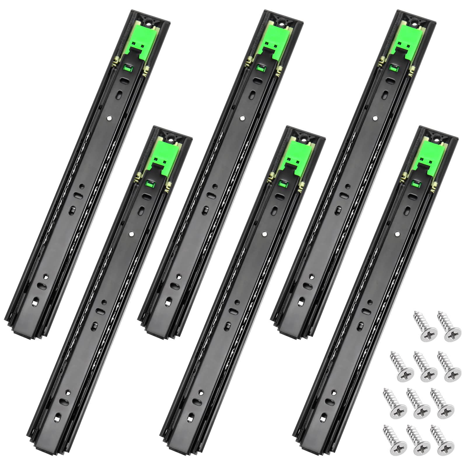 SINJEUN 3 Pairs 14 Inch Push to Open Drawer Slides, 3 Section Full ...