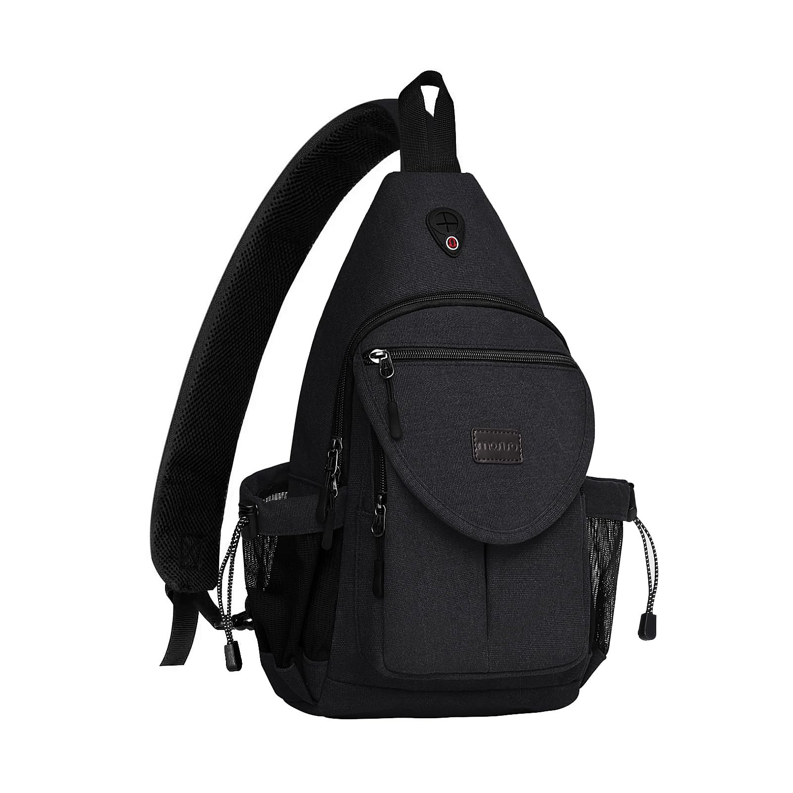 MOSISO Sling Backpack,Canvas Crossbody Hiking Daypack Bag with Anti-theft Pocket, Black — image 1