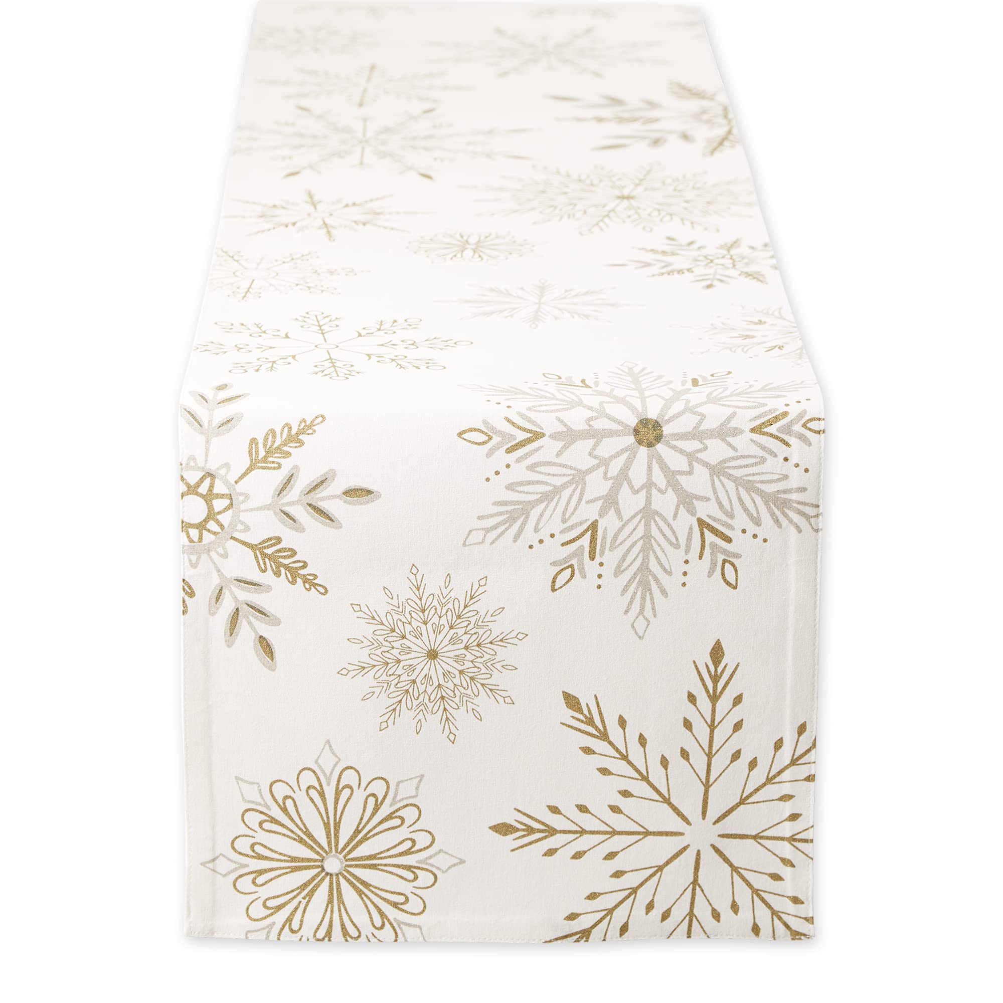 DII Winter, 100% Cotton Yarn, Sparkle Snowflakes, 14x72 Table Runner