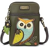 CHALA Bird Collection Cell Phone Crossbody Purse-Women PU Leather/Canvas Multicolor Handbag with Adjustable Strap