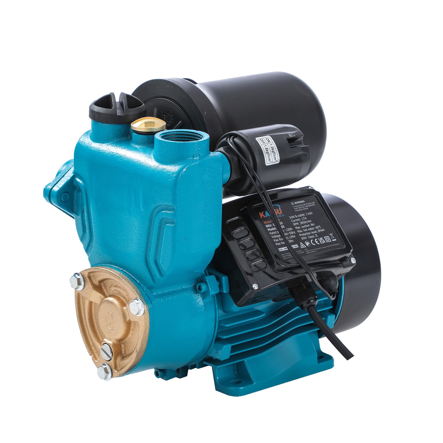 KATSU Water Booster Pump 150W, Auto Stop Start Automatic Pressure Control Self Priming Suitable for Home and Garden Water Taps 151434