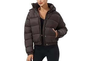 Pioneer Camp Women's Winter Cropped Puffer Jacket with Hood Waterproof Short Warm Quilted Jacket Puffy Bubble Coat Outerwear