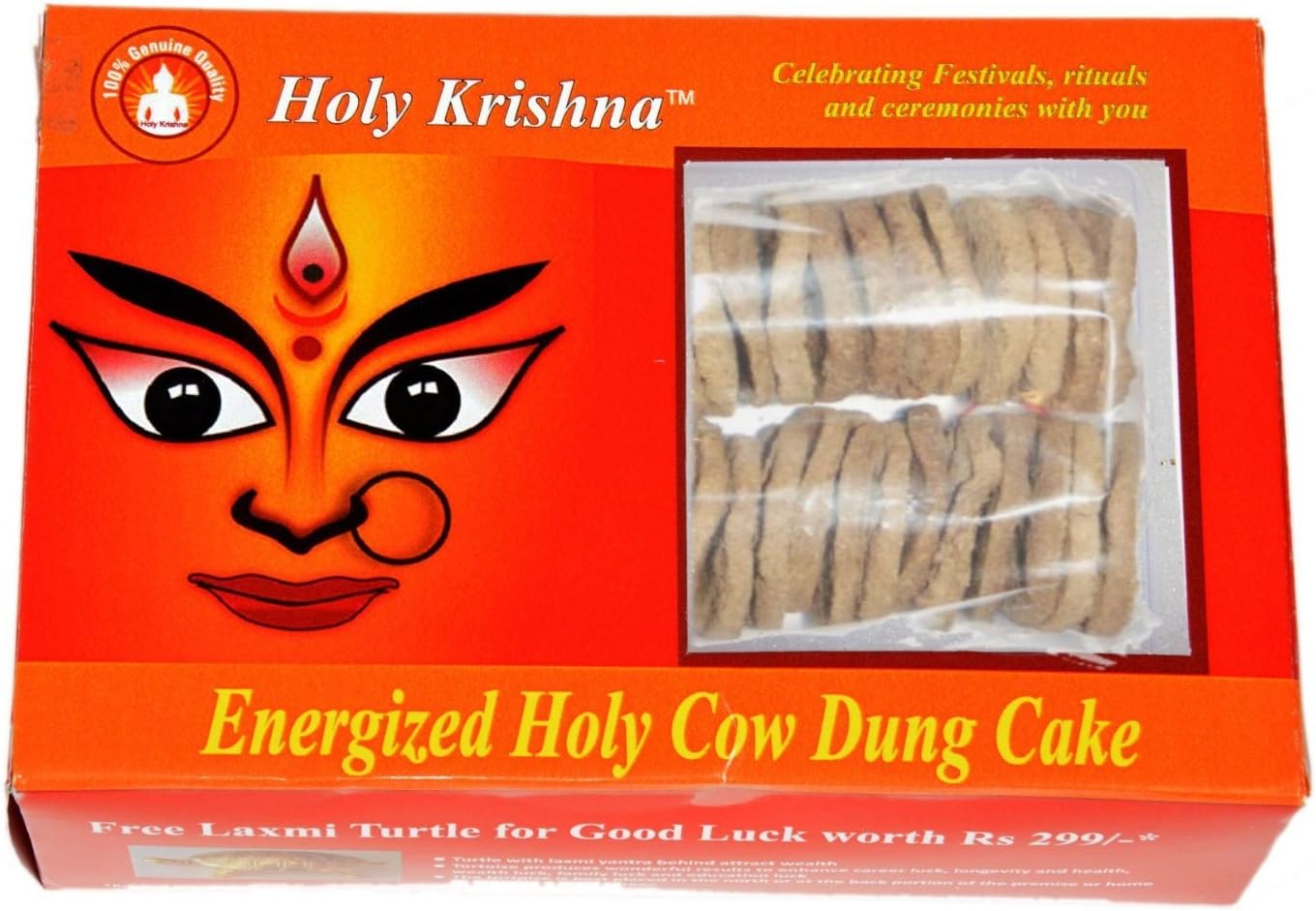 Holy Krishna - Cow Dung Cakes - Set of 10 Piece by Indian Holy Cow + Free Havan Samagri