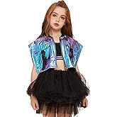 Perfashion Girls Vest Cropped Cargo Metallic Jacket Buckle Zip Up With Pockets Streetwear Outfit 4-13Y