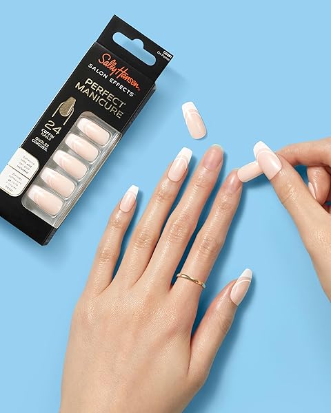 SALLY HANSEN SALON EFFECTS® PERFECT MANICURE, ON POINTE, PRESS ON NAILS, COFFIN SHAPED, NON-DAMAGING ADHESIVE TABS, FILE, AND ALCOHOL PAD INCLUDED