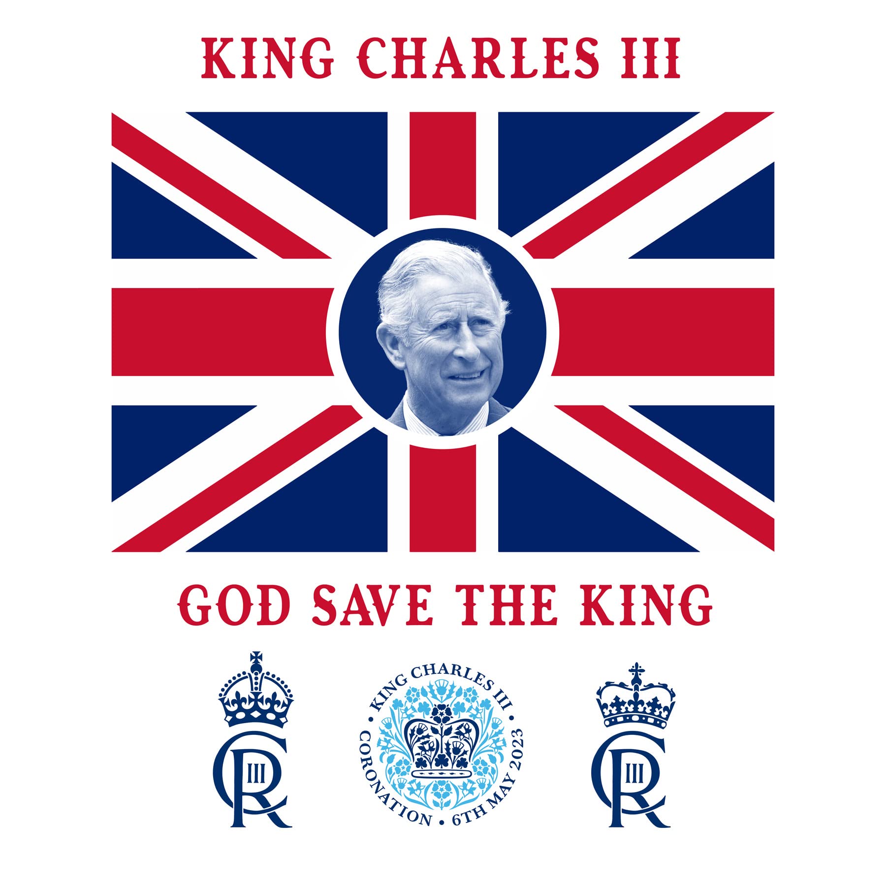 Artery8 King Charles III Coronation God Save the King Union Jack Crest and Emblem Unframed Art Print Poster Wall Decor 12x16 inch — image 1