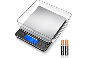 CHWARES Food Scale, Kitchen Scale with Trays 3000g/0.1g, Small Food Scale with Tare Function Digital Scale Grams and Ounces for Weight Loss, Dieting, Baking, Cooking, Meal Prep, Coffee, Black
