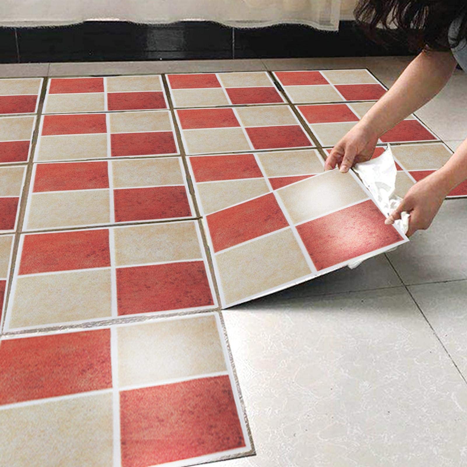 18Pcs Wall Tile Transfers Sticker Mosaic Tile Stickers, Mosaic Tile Transfer Stickers Kitchen Tile Stickers Transfers for Kitchen Bathroom, 10 x 10cm