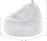 icon Cocoon Faux Fur Bean Bag Chair, Large, Arctic Grey, Comfy & Durable view 3