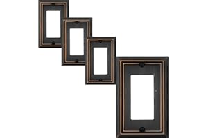 OKAWYC Single Decorator Light Switch Cover Adler Metal Wall Plate, 4-Pack Aged Bronze 1 Gang Single Rocker, for Receptacle Di