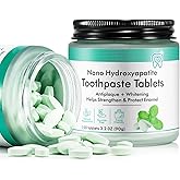 Toothpaste Tablets,150 Nano Hydroxyapatite Toothpaste Tablets, Chewable Xylitol Toothpaste Tablets, Fluoride-Free - Natural Whitening Remineralizing Travel-Friendly Eco Tabs, Peppermint