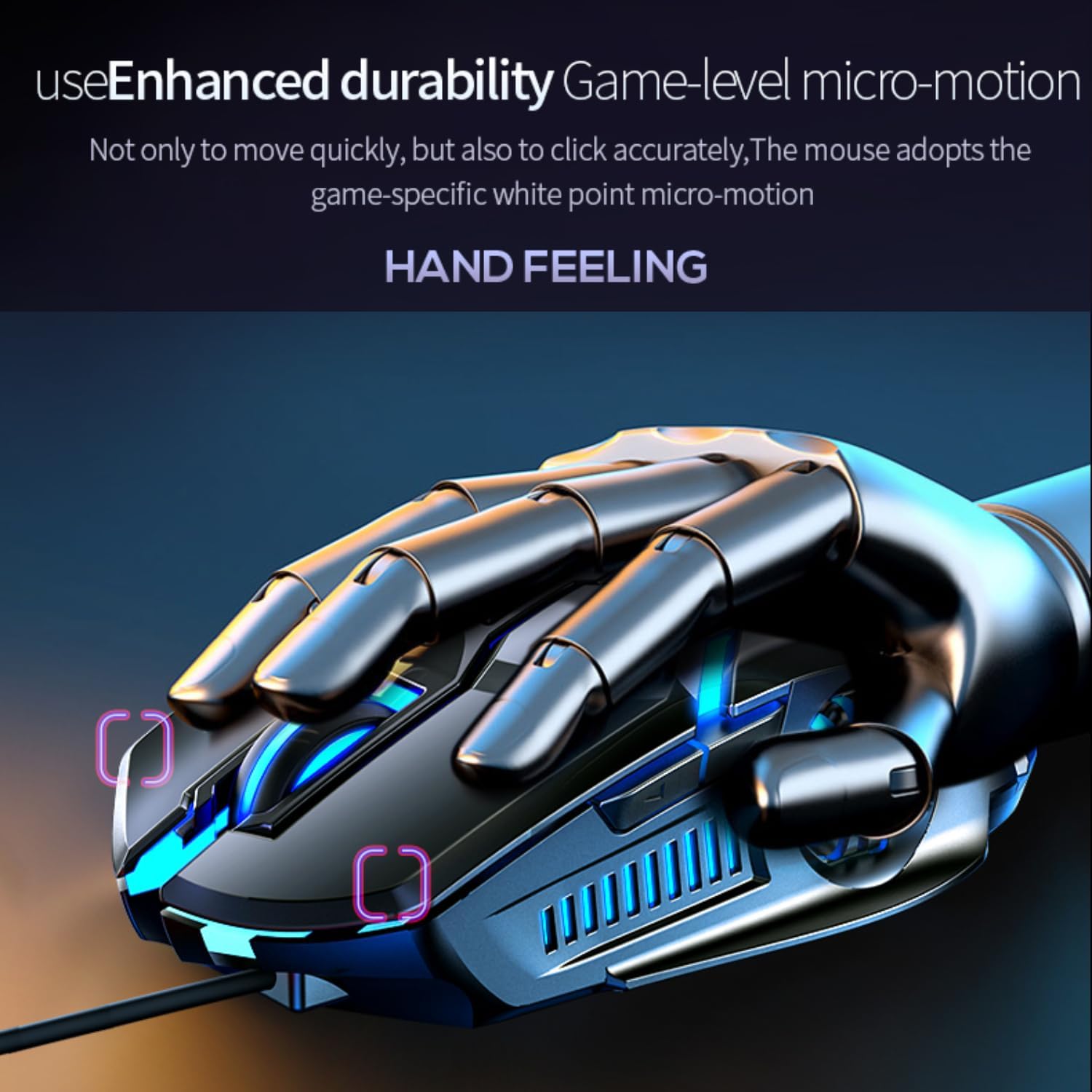 CHONCHOW Gaming Mouse - Wired, 6 Buttons, 4 Adjustable DPI Up to 3200 DPI, 7 Color LED Light, Used for Games and Office, Compatible with Computer/Laptop/Tablets (Black)