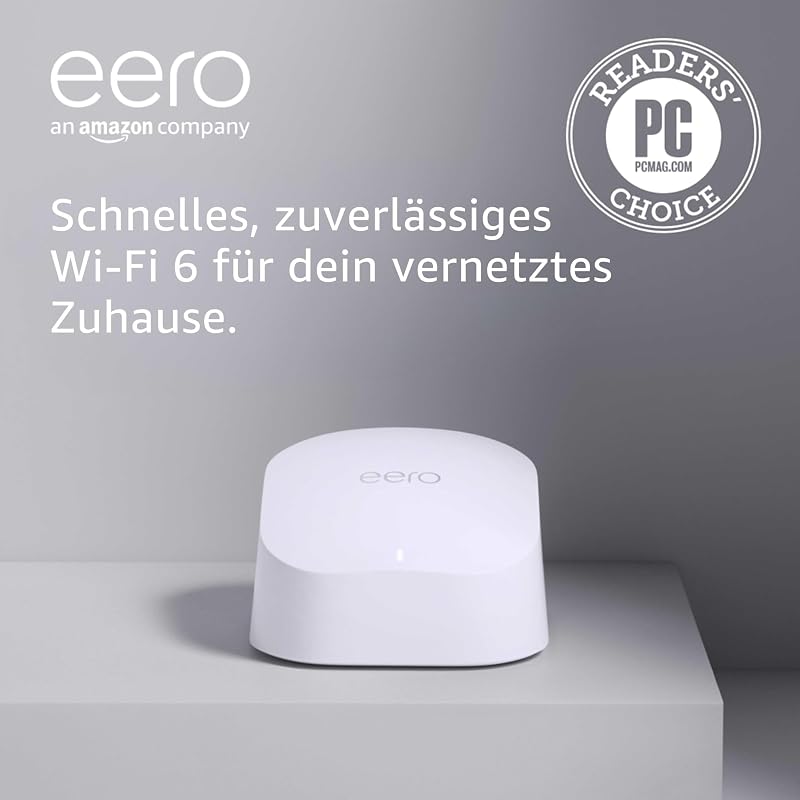 Amazon eero 6 Mesh-WLAN-Router | 900-Mbit/s-Ethernet | Bis zu 140 m² Abdeckung | Für Verbindungen mit über 75 Geräten | Einzelpack
