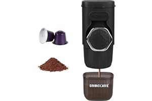 DIVINOCAFFÉ Mini Espresso Machine, Portable Espresso Maker Compatible for Capsules and Coffee Powder, Small Travel Coffee Maker, Manually Operated, 18 Bar Pressure, Perfect for Camping.