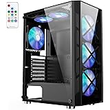 1STPLAYER Mid Tower Computer Case,Gaming PC Case with ARGB Fans,ATX Mid Tower Case with Tempered Glass Panel,Gaming Style Des