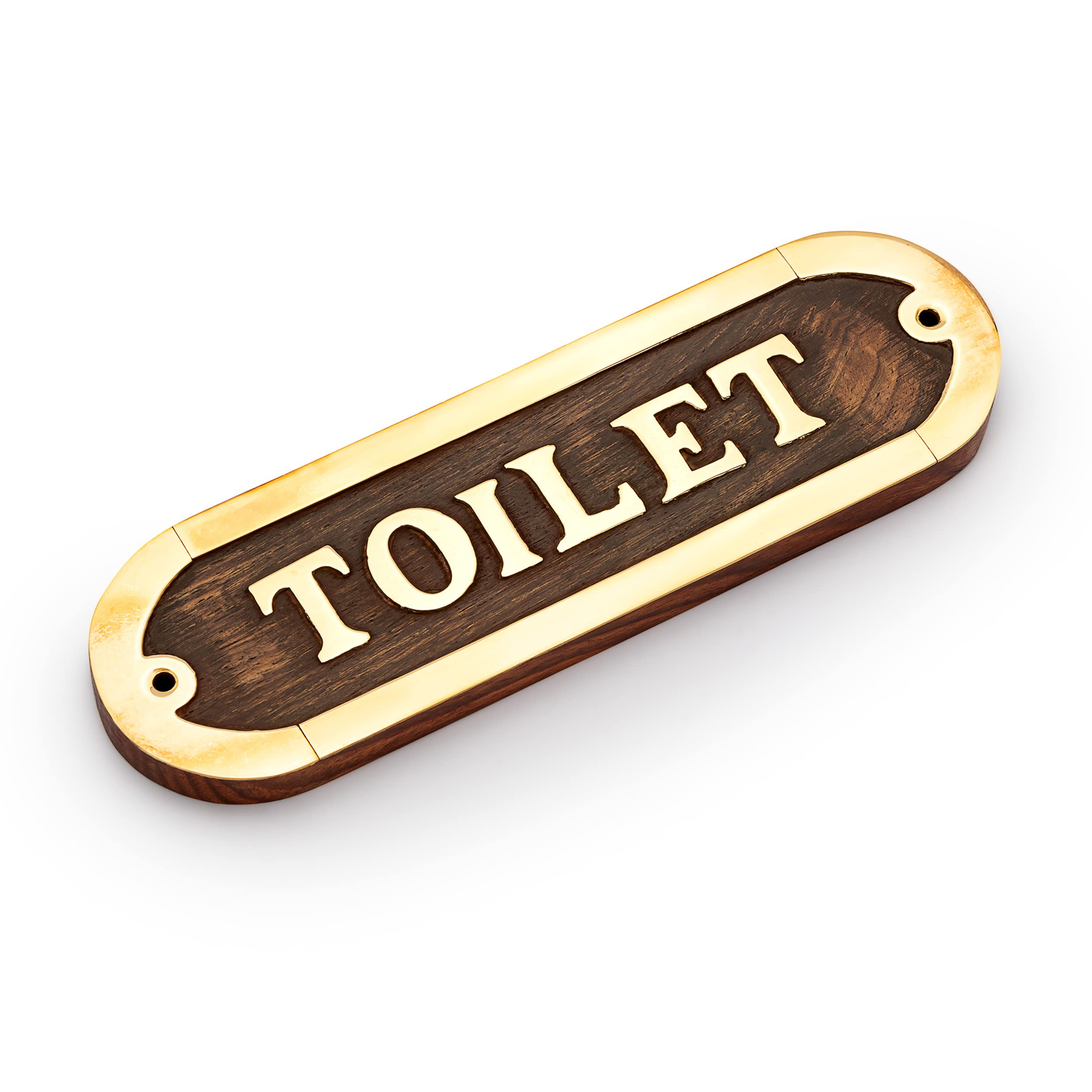 NKlaus Toilet Door Sign Brass / Wood Toilet Sign 16 x 5 cm Toilet Decoration Signs 11766