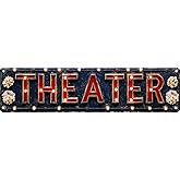 FWBOYSV Vintage Tin Theater Sign Retro Metal Sign Suitable For Cinemas And Theatres - Multi-Purpose Metal Sign For Indoor/Outdoor Use Plaque 4x16 Inch