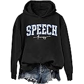 A AHHYESS Speech Therapy Sweatshirt for Women Funny Speech Therapy Hoodies for Men Language Pathologist Sweat Shirt
