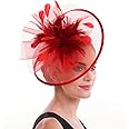 SAFERIN Women's Fascinators Feathers Tea Party Hat Veil Headband with Hair Clip for Cocktail Church