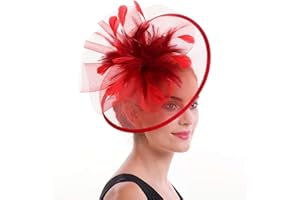 SAFERIN Women's Fascinators Feathers Tea Party Hat Veil Headband with Hair Clip for Cocktail Church