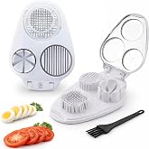 SOVIX Egg Slicer for Hard Boiled Eggs &ndash; 3-in-1 Stainless Steel Egg Cutter &amp; Hard Boiled Egg Slicer, Heavy Duty Egg Chopper with Cleaning Brush for Strawberry, Mushroom, Grape, Cherry Tomato