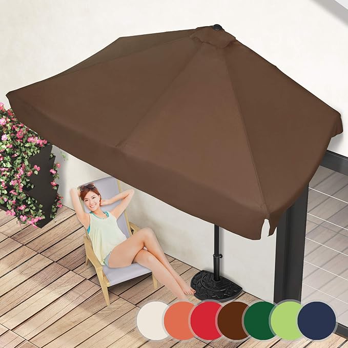 Balcony Half Parasol 2.28 x 1.34m, WaterRepellent Polyester, with