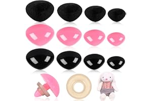 UPINS Plastic Safety Noses for Amigurumi, 120 Pcs Triangle Safety Noses for Animals Pink Black Large Noses Doll Crochet Nose 