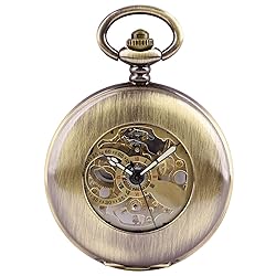 Bronze Smooth Vintage Skeleton Mechanical Pocket