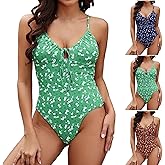 Women Ruched Slimming One Piece Swimsuits Tummy Control Fitted Vintage Bathing Suits Summer Swimwear Fashion