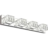 ZUZITO 4 Lights Bathroom Vanity Light - Crystal Modern Vanity Lights for Bathroom - Dimmable 24W LED Chrome Bath Light Fixtur