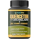 Quercetin with Vitamin C and Zinc - Quercetin with Bromelain - Quercetin 500mg - Zinc Quercetin - 120 Veggie Caps - Quercetin Supplements + Vitamin D3 - (Non-GMO, Gluten-Free, Vegan) 2 Month Supply
