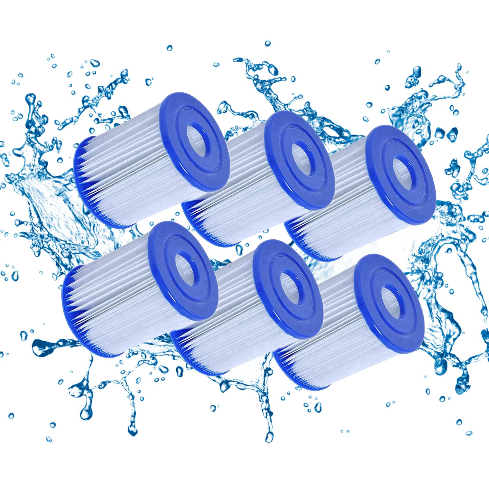 Mscomft For Bestway Size I Filter Cartridge for Pools, for Bestway Swimming Pool Easy Set Filter Cartridge Replacement (6 PCS)