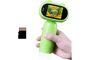 TINYLENS GreenPeek Microscope for Kids with 2" Screen 1000x Portable Pocket Digital Kids Mini Scope, 16GB Card, Kids Educational Science Kit, Gift for Kids 4-12 (Green)