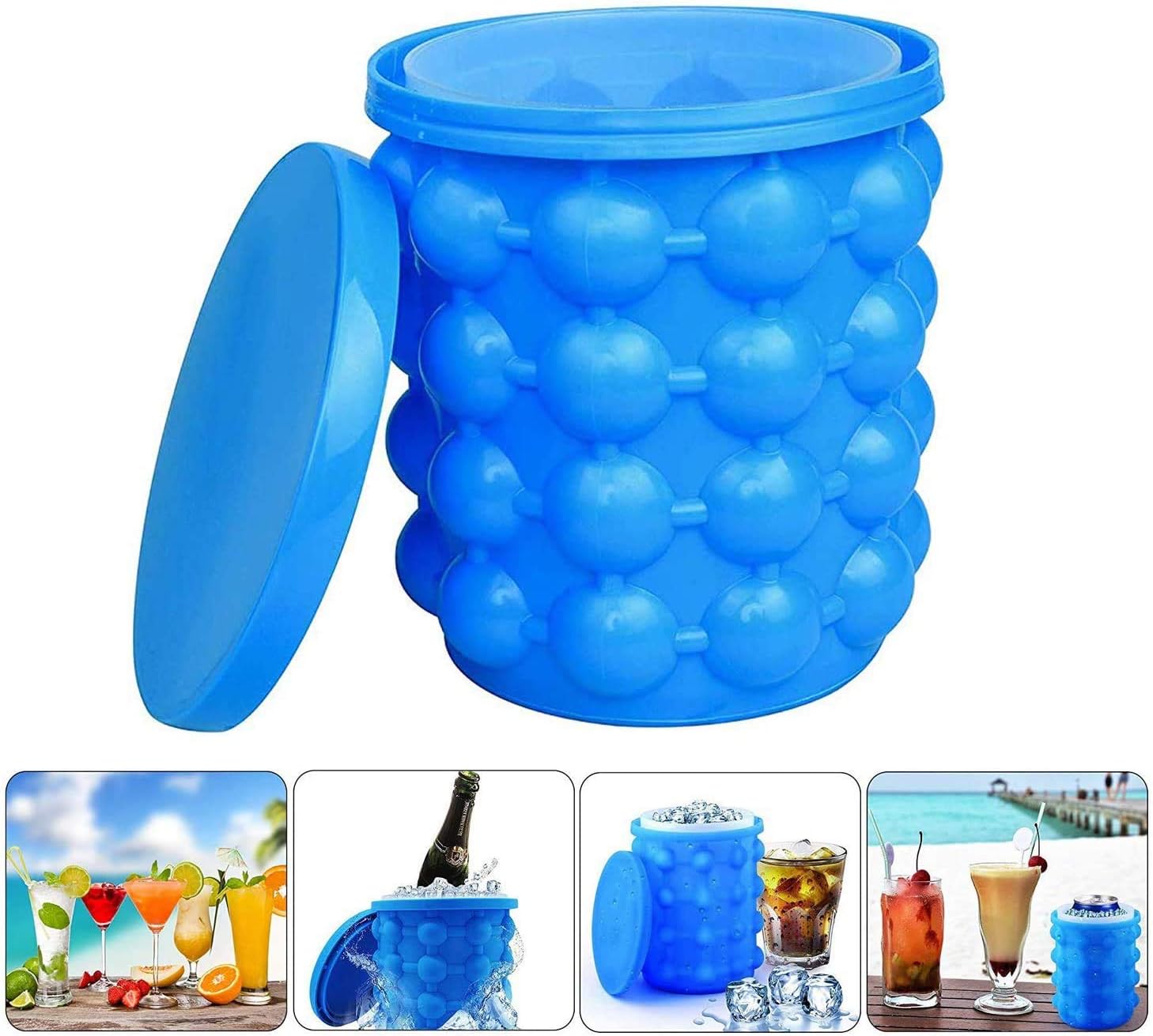 Jinpo Ice Cube Master, Silicone Ice Cube Tray with Lid Ice Cube Tube Large Ice Cube