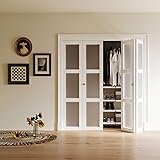 WIN STELLAR Bifold 72" x 80" 3-Panel Frosted Glass