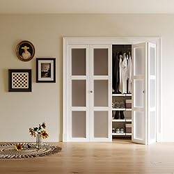 WIN STELLAR Bifold 72" x 80" 3-Panel Frosted Glass