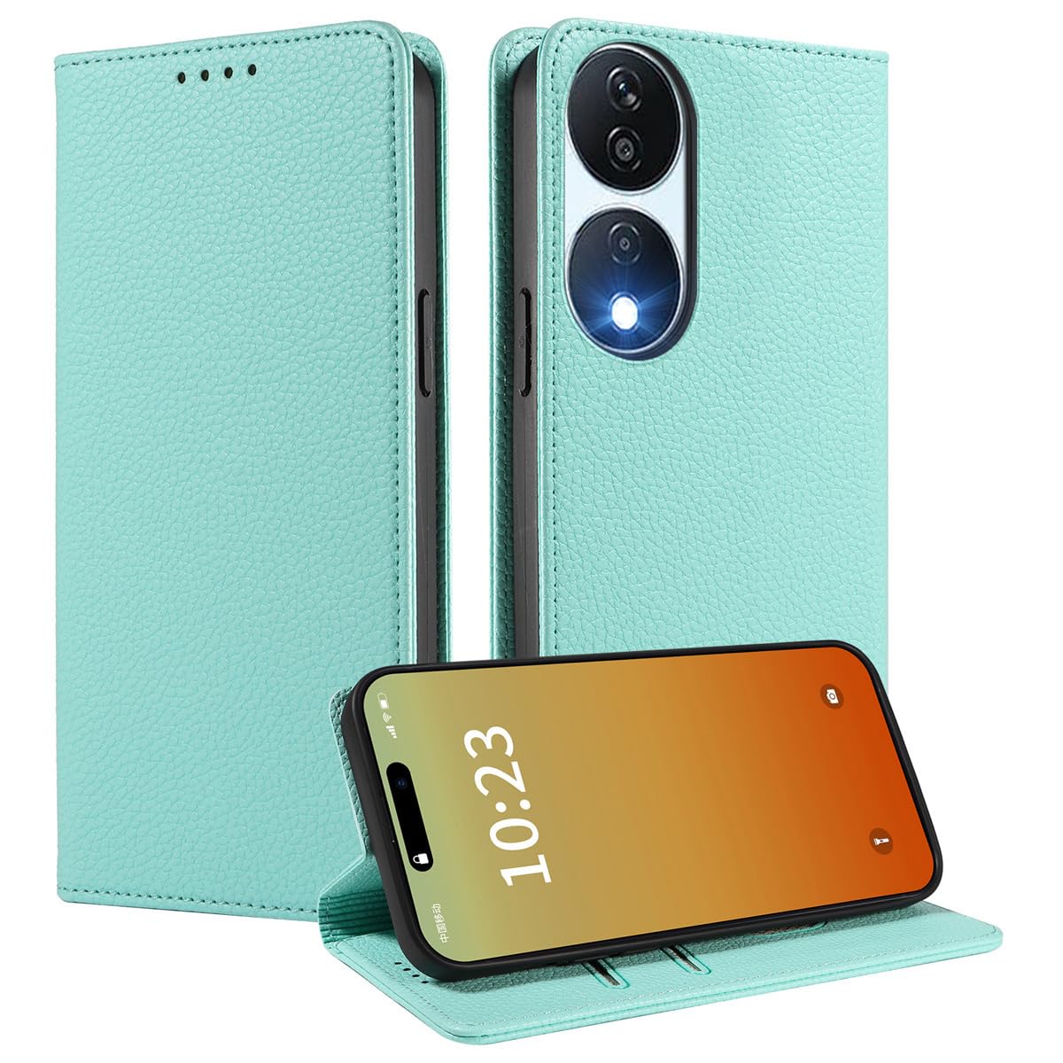 MOJIA Case for Honor X7b 4G / X7b 5G / Honor 90 Smart, [Strong Magnetic Closure] Premium PU Leather Wallet Case Flip Phone Cover, Card Holder Multifunctional Case. Mint Green — image 1