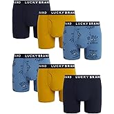 Lucky Brand Mens Boxer Briefs - 6 Pack 6'' Inseam Soft Cotton Boxers for Men with Functional Fly Mens Underwear Boxer Briefs