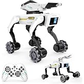3 in 1 Robot Dog with Wheels Kit, 30+ Bionic Actions, Voice &amp; Remote Control, Programmable Moves, Rechargeable Battery, All-Terrain Stunt Pet Toy for Kids(Removable Claw &amp; Cannon)