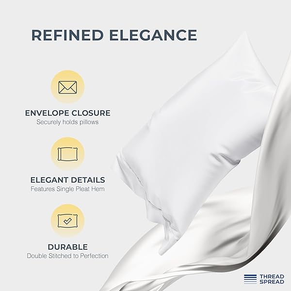 THREAD SPREAD 100% EGYPTIAN COTTON SHEETS CALIFORNIA KING SIZE – 1500 SERIES CAL KING SHEETS EGYPTIAN COTTON (4 PC, WHITE), SILKY SOFT, SATEEN WEAVE, COOLING & BREATHABLE, 17″ DEEP POCKET BED SET