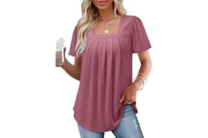 KISSMODA Maternity Summer top Women Short Sleeve Tops Short Sleeve Tunic Tops for Women Dark Pink M