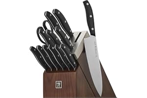 HENCKELS Definition 14 Piece Kitchen Knife Block Set- Professional Cutlery Set, Self Sharpening Knife Block for Chopping, Sli