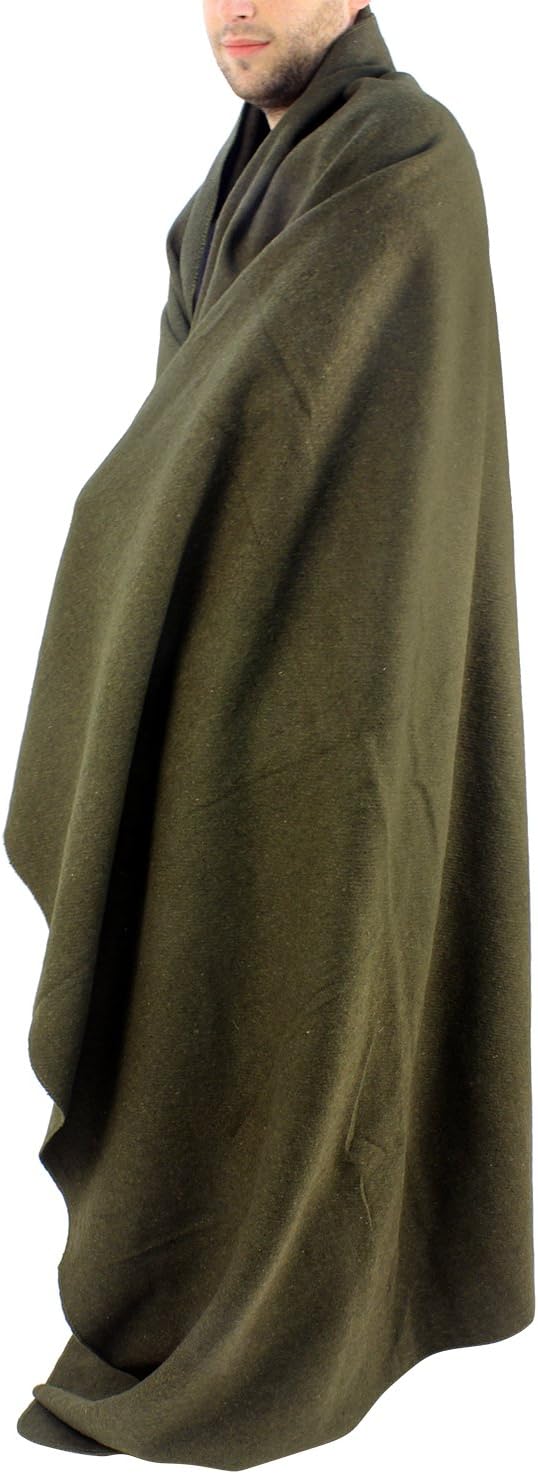 Ever Ready First Aid Olive Drab Green Warm Wool Fire Retardent Blanket, 66" x 90" (80% Wool)-US Military: Sports & Outdoors