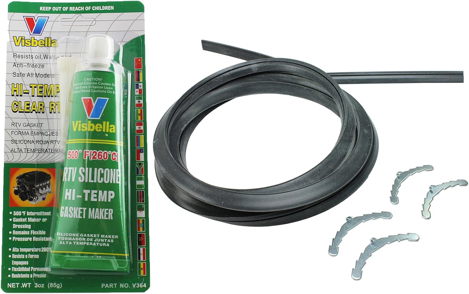 Spares2go Door Seal 4 Sided Gasket Rounded Corner Clips 198cm and Glue