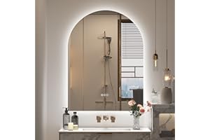 CHARMOR 24x32 Inch Arched LED Bathroom Mirror with Backlit, Dimmable Lighted Illuminated Mirror, Anti-Fog, 3 Colors, Memory, Shatter-Proof, ETL Listed
