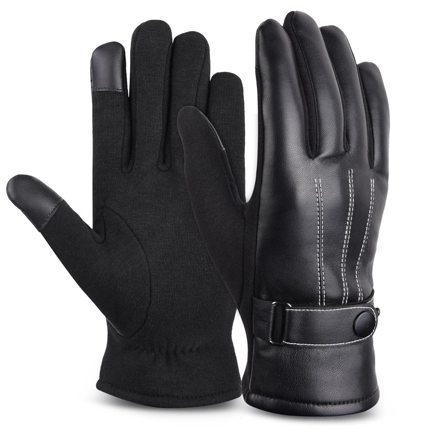 Vbiger Guantes de Pantalla Táctil para Hombres Invierno Moto la PU