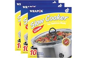 WRAPOK Slow Cooker Liners Kitchen Disposable Cooking Bags BPA Free for Oval or Round Pot, Large Size 13 x 21 Inch, Fits 3 to 